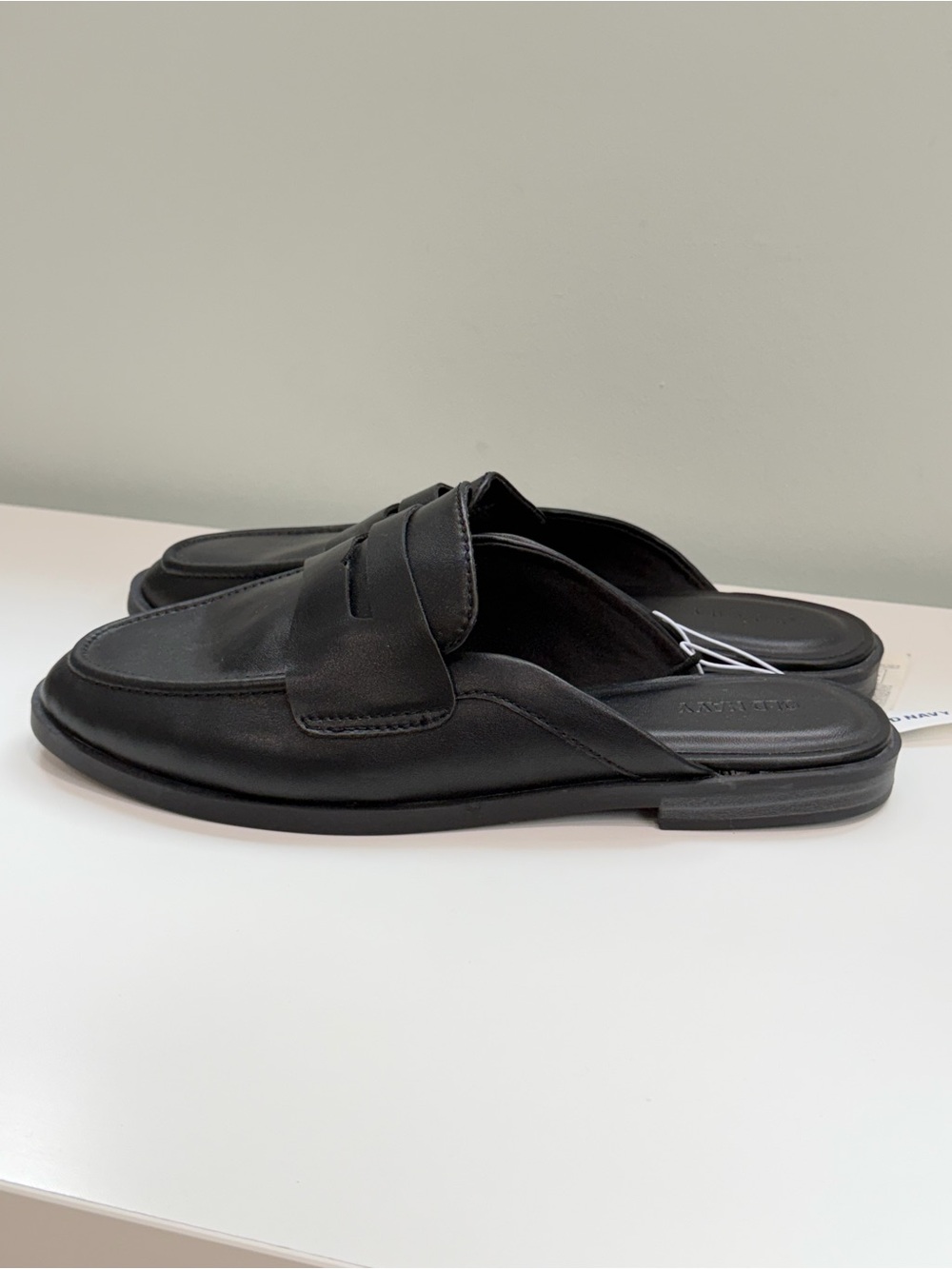 NWT Old Navy Womens 9 Black Penny Loafer Mules Slip On Backless Classic Academia